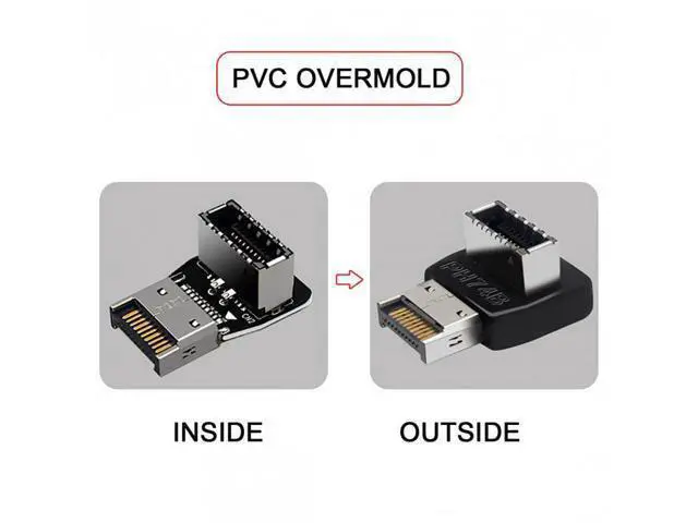Alt view image 4 of 7 - HKCY UC-059 2pcs Overmold USB 3.1 Front Panel Header Male to Female Type-E Motherboard Extension Data Adapter