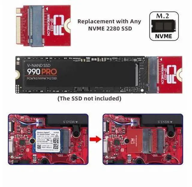 Alt view image 2 of 7 - NVME M-Key 22x30mm to 22x80mm NGFF Extension SSD Upgrade Adapter Compatible with ROG Flow X13 Gamings Laptop