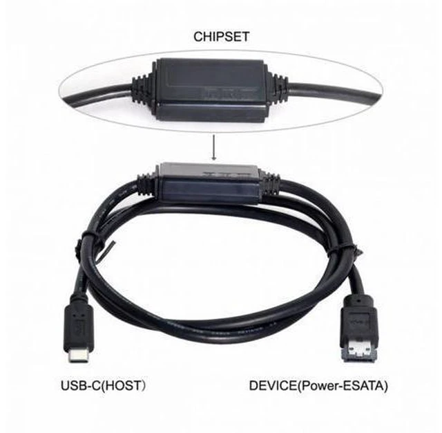 Alt view image 2 of 6 - Type-C USB-C to Power Over eSATA DC5V Adapter USB3.0 to HDD/SSD/ODD eSATAp Converter