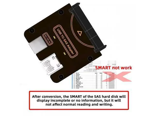 Alt view image 6 of 7 - SFF-8482 SAS 29Pin to USB Type-C & Type-A 5Gbps Hard Disk Drive Raid Adapter with Chipset and Power Port (Need 12V/3A Power Supply)