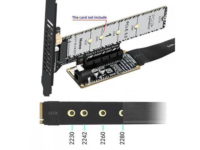 Alt view image 6 of 7 - M.2 NGFF NVMe M-Key to PCI-E X1 X4 X8 X16 Cable Graphics Card Extension Adapter PCI-Express for M2 2260 2280
