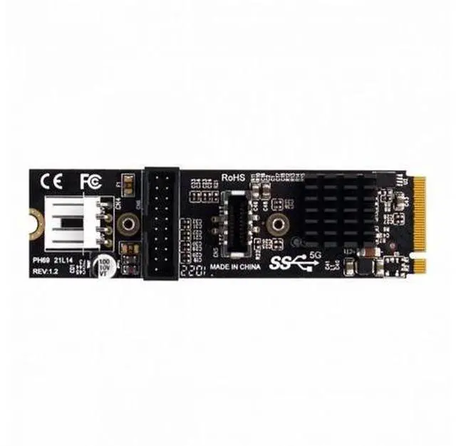 Alt view image 3 of 7 - 5Gbps Type-E USB 3.1 Front Panel Socket IDC & USB3.0 20Pin to NVME NGFF M-Key Express Card Adapter for Motherboard