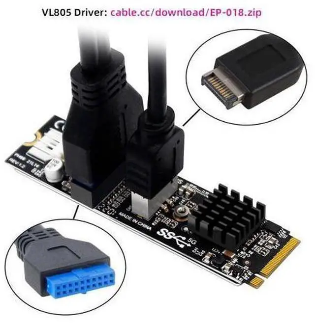 Alt view image 5 of 7 - 5Gbps Type-E USB 3.1 Front Panel Socket IDC & USB3.0 20Pin to NVME NGFF M-Key Express Card Adapter for Motherboard
