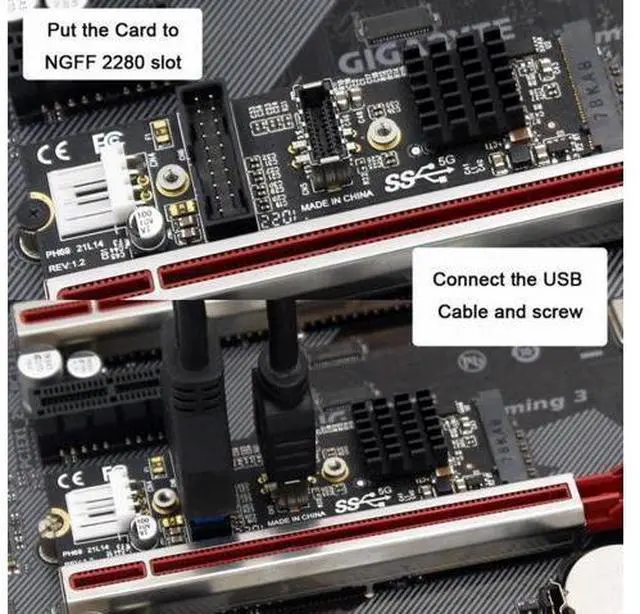 Alt view image 6 of 7 - 5Gbps Type-E USB 3.1 Front Panel Socket IDC & USB3.0 20Pin to NVME NGFF M-Key Express Card Adapter for Motherboard