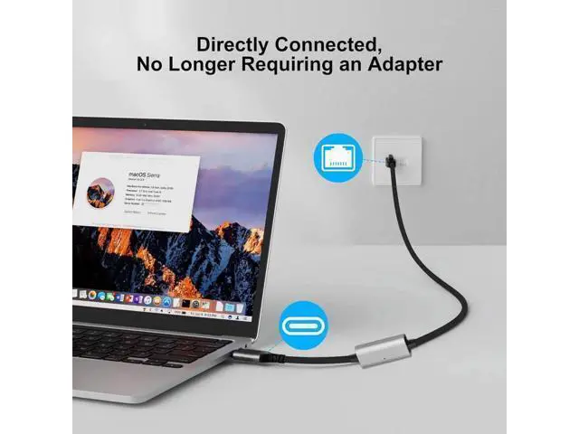 Alt view image 5 of 7 - USB-C to Ethernet Cable USB Type-C to RJ45 Male Cord Directly Connected 1000Mbps Gigabit LAN Network Compatible with Thunderbolt3