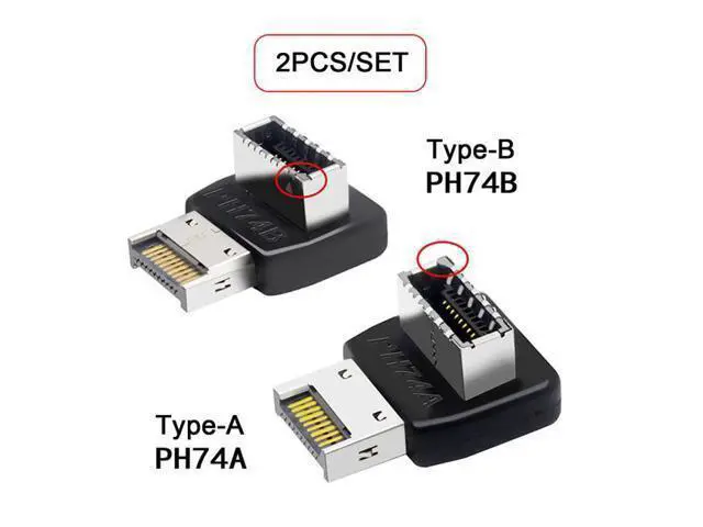 Alt view image 3 of 7 - 2pcs Overmold USB 3.1 Front Panel Header Male to Female Type-E Motherboard Extension Data Adapter