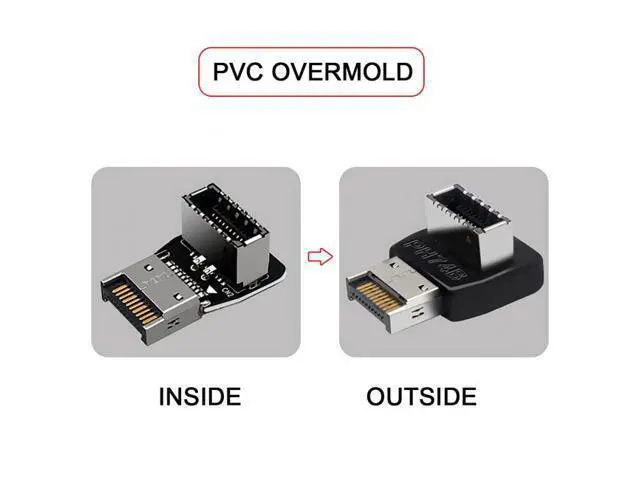 Alt view image 4 of 7 - 2pcs Overmold USB 3.1 Front Panel Header Male to Female Type-E Motherboard Extension Data Adapter