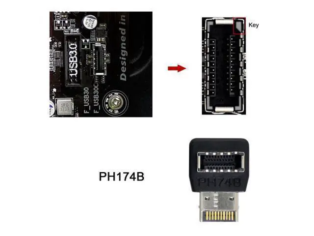 Alt view image 7 of 7 - 2pcs Overmold USB 3.1 Front Panel Header Male to Female Type-E Motherboard Extension Data Adapter