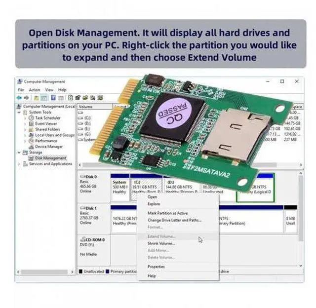 Alt view image 7 of 7 - 30x50mm MSATA to Micro SD T-Flash TF Card Rearder Adapter Embedded for Industrial Mobile SSD