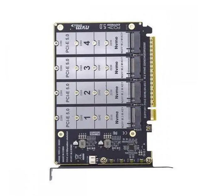 Main image of 4X NVME M.2 NGFF SSD to Detachable Bifurcation PCIE Express 5.0 Gen5 Gen4 X16 Raid Card VROC Raid0 Hyper Adapter SA-024-NV004
