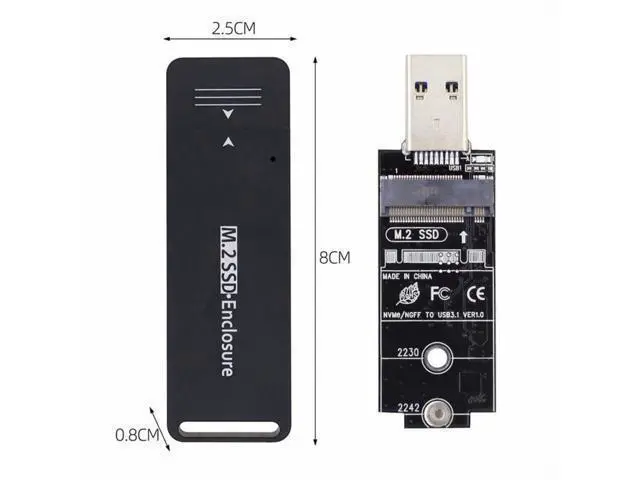 Alt view image 4 of 7 - USB 3.0 to 2230 2242 NVME M-key M.2 NGFF SATA SSD External PCBA Case Adapter RTL9210B Chipset U3-057-2242MM