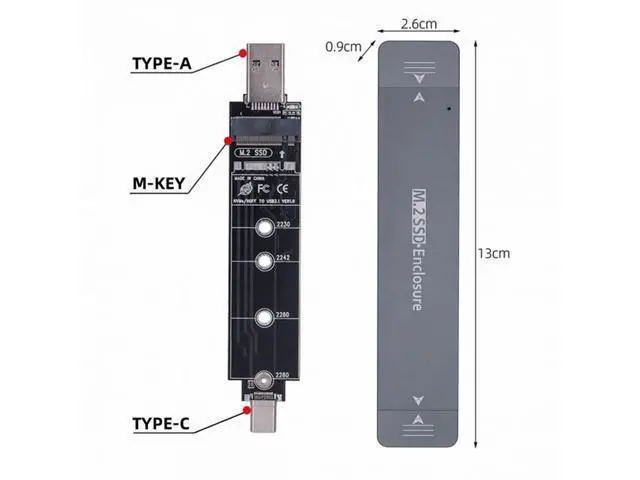 Alt view image 4 of 7 - Combo Type-C USB3.0 to NVME M-key M.2 NGFF SATA SSD PCBA Case 2280/2242/2230mm Adapter RTL9210B Chipset UC-057-2280MM