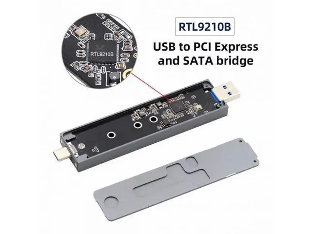 Alt view image 7 of 7 - Combo Type-C USB3.0 to NVME M-key M.2 NGFF SATA SSD PCBA Case 2280/2242/2230mm Adapter RTL9210B Chipset UC-057-2280MM