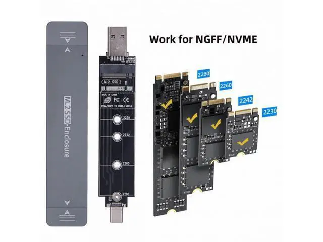 Alt view image 6 of 7 - Combo Type-C USB3.0 to NVME M-key M.2 NGFF SATA SSD PCBA Case 2280/2242/2230mm Adapter RTL9210B Chipset UC-057-2280MM