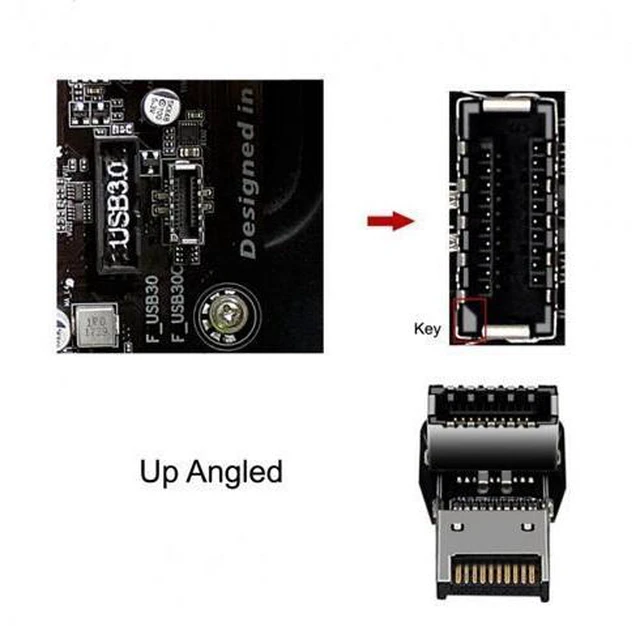 Alt view image 2 of 7 - 2pcs USB 3.1 Front Panel Header Male to Female Type-E Motherboard Extension Data Adapter