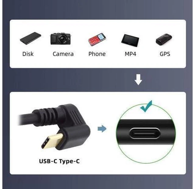 Alt view image 3 of 7 - HKCY 10Gbps USB3.1 Type C Male to Male Power Data Video Cable USB-C Opposite U Shape Back Angled for NS Switch Phone Laptop