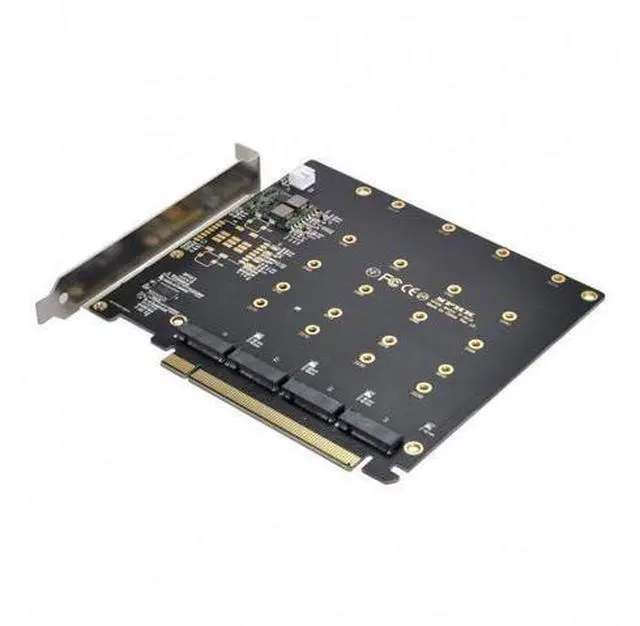 Alt view image 2 of 7 - HKCY SA-030 4X NVME M.2 AHCI to PCI-E Express 3.0 Gen3 X16 Raid Card with Fan VROC Raid0 Hyper Adapter