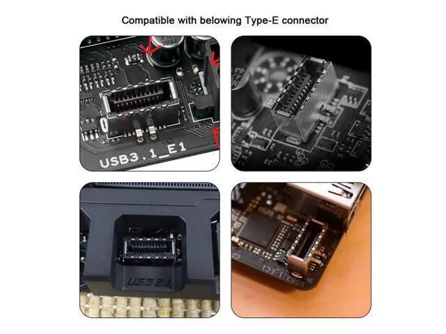 Alt view image 2 of 2 - 3pcs USB 3.1 Front Panel Header Female Type-E to Male Type-A & Type-C USB-C Motherboard Extension Data Angled Adapter