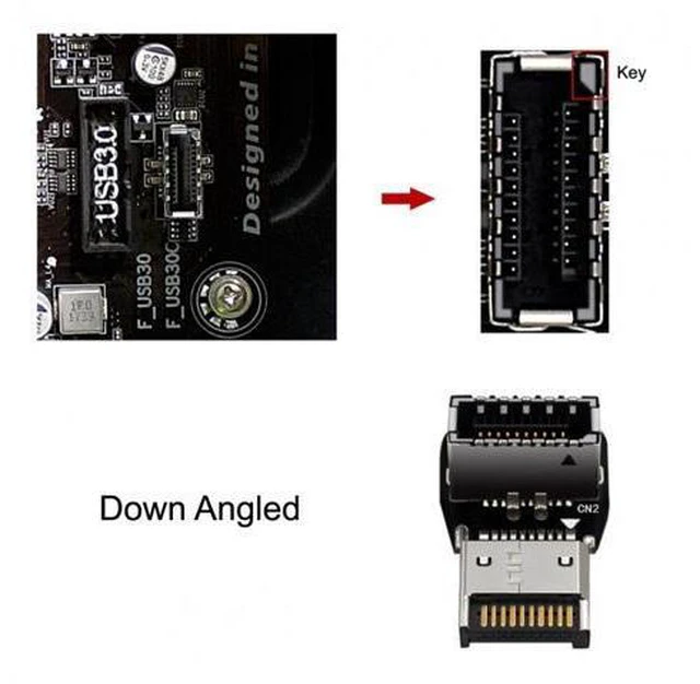 Alt view image 5 of 7 - 2pcs USB 3.1 Front Panel Header Male to Female Type-E Motherboard Extension Data Adapter