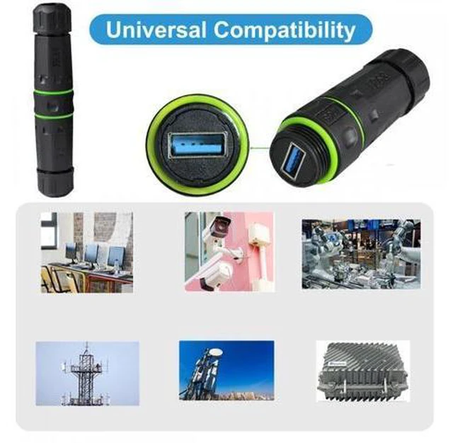 Alt view image 2 of 7 - M20 Locking IP68 Waterproof Type-A USB3.0 5Gbps USB-A Female to USB-A Female Extension Adapter Coupler