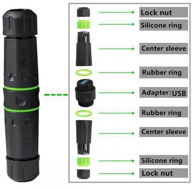 Alt view image 6 of 7 - M20 Locking IP68 Waterproof Type-A USB3.0 5Gbps USB-A Female to USB-A Female Extension Adapter Coupler