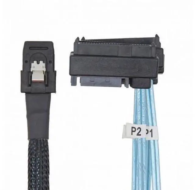 Alt view image 2 of 7 - Internal 36 Pin Mini SAS SFF-8087 Host to 4 SFF-8482 Target SAS Hard Disk and SATA Power Cable 50cm
