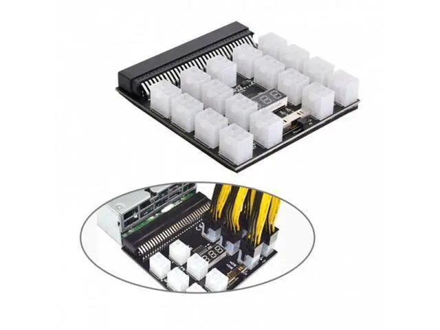 Alt view image 5 of 7 - SM 1200W Server PSU Power Supply Breakout Board Adapter with 17 Ports ATX 6 Pin for DPS-800GB 1200FB 1200QB