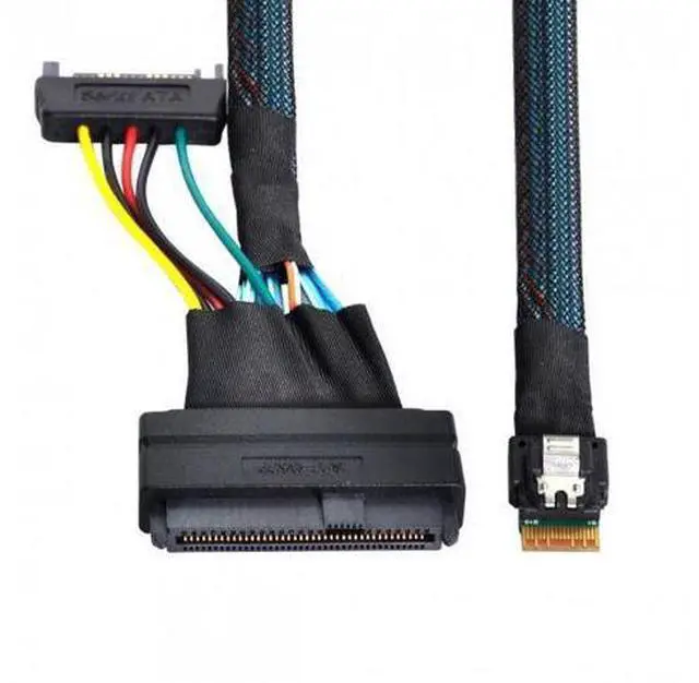 Alt view image 3 of 7 - HKCY SF-104 U.2 U2 SFF-8639 to Slimline SFF-8654 4i NVME PCIe SSD Cable for Mainboard SSD 750 p3600 p3700 M.2