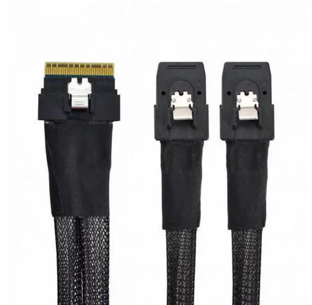 Alt view image 2 of 7 - PCI-E Ultraport Slimline SAS Slim 4.0 SFF-8654 8i 74pin to Dual SFF-8087 Mini SAS Cable PCI-Express SF-029