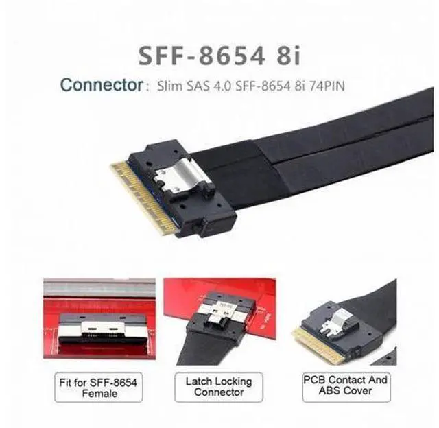 Alt view image 5 of 7 - PCI-E Ultraport Slimline SAS Slim 4.0 SFF-8654 8i 74pin to Dual SFF-8087 Mini SAS Cable PCI-Express SF-029