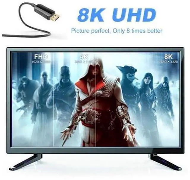Alt view image 6 of 7 - DisplayPort 1.4 DP to DP Cable 8K 60hz Cable Ultra-HD UHD 4K 144hz 7680*4320 for PC Laptop TV