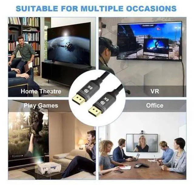 Alt view image 7 of 7 - DisplayPort 1.4 DP to DP Cable 8K 60hz Cable Ultra-HD UHD 4K 144hz 7680*4320 for PC Laptop TV