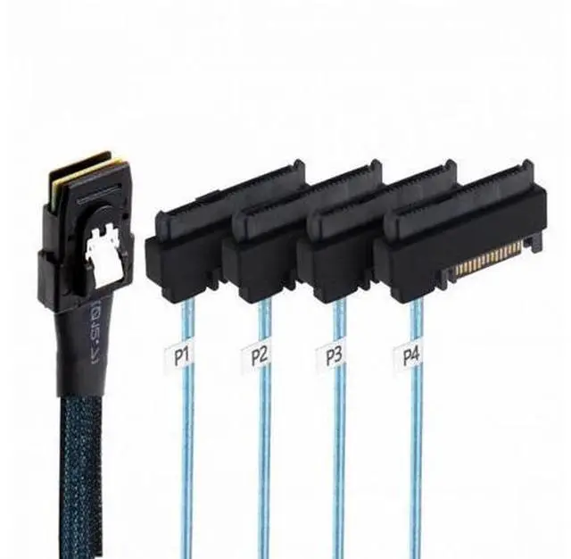Alt view image 3 of 7 - Internal 36 Pin Mini SAS SFF-8087 Host to 4 SFF-8482 Target SAS Hard Disk and SATA Power Cable 50cm