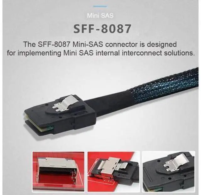 Alt view image 4 of 7 - Internal 36 Pin Mini SAS SFF-8087 Host to 4 SFF-8482 Target SAS Hard Disk and SATA Power Cable 50cm