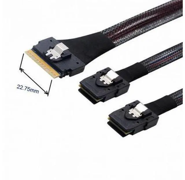 Alt view image 3 of 7 - PCI-E Ultraport Slimline SAS Slim 4.0 SFF-8654 8i 74pin to Dual SFF-8087 Mini SAS Cable PCI-Express SF-029