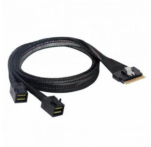 Main image of PCI-E Ultraport Slimline SAS Slim 4.0 SFF-8654 8i 74pin to Dual SFF-8643 4i Mini SAS HD Cable PCI-Express SF-010
