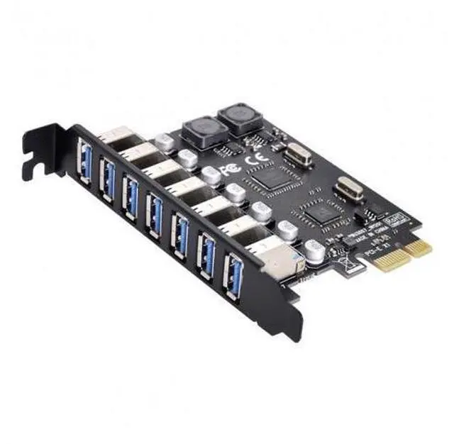 Alt view image 2 of 7 - 7 Ports PCI-E to USB 3.0 HUB PCI Express Expansion Card Adapter 5Gbps for Motherboard