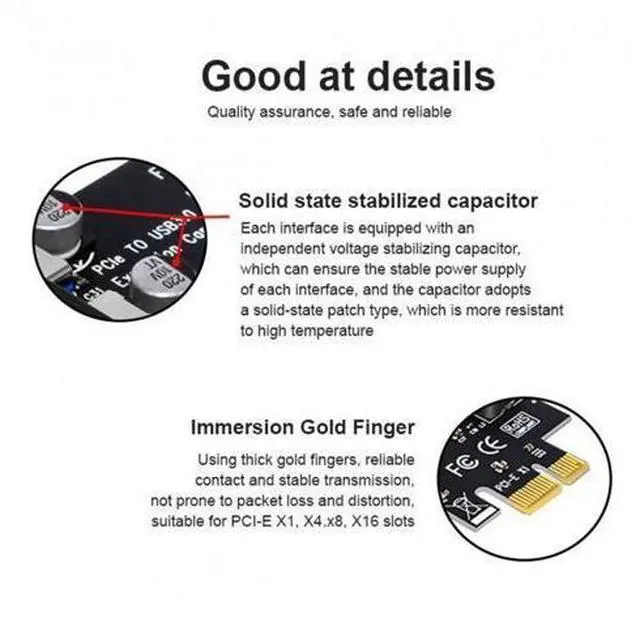Alt view image 7 of 7 - 7 Ports PCI-E to USB 3.0 HUB PCI Express Expansion Card Adapter 5Gbps for Motherboard