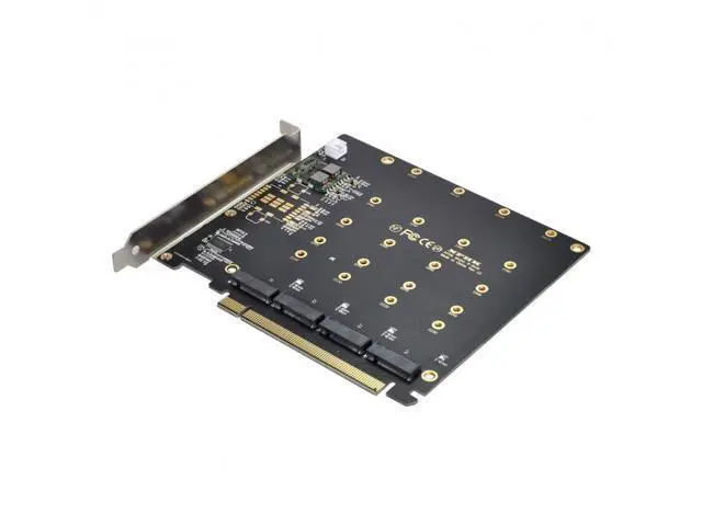 Alt view image 3 of 7 - 4X NVME M.2 AHCI to PCI-E Express 3.0 Gen3 X16 Raid Card with Fan VROC Raid0 Hyper Adapter