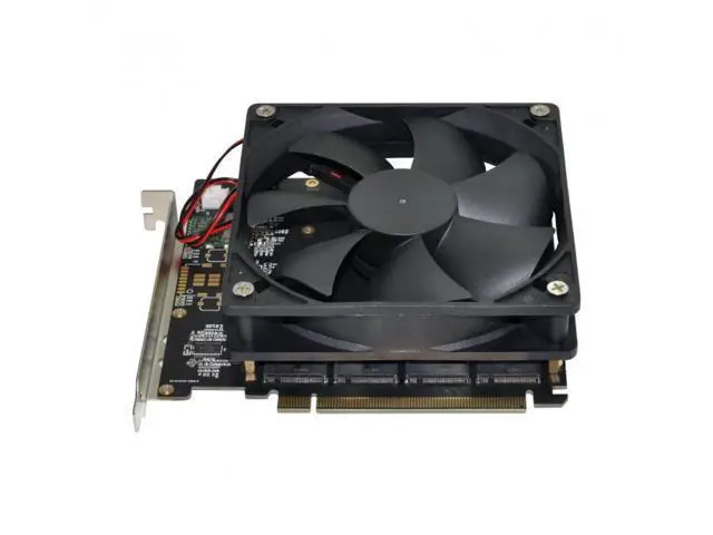 Alt view image 2 of 7 - 4X NVME M.2 AHCI to PCI-E Express 3.0 Gen3 X16 Raid Card with Fan VROC Raid0 Hyper Adapter