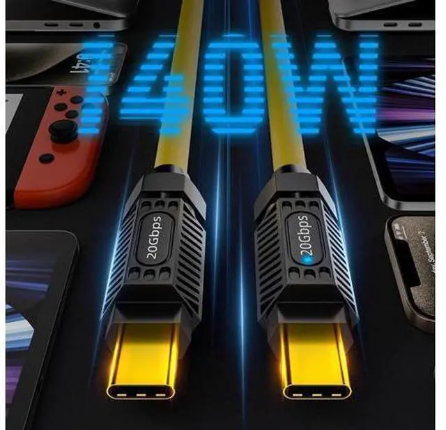 Alt view image 3 of 7 - 2.0M Ultra Soft High Flex USB-C USB4 Cable 20Gbps 140W 8K for Gaming Keyboard Mouse Type-C Male to Male Cable Power & Data