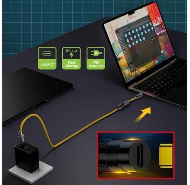 Alt view image 6 of 7 - 2.0M Ultra Soft High Flex USB-C USB4 Cable 20Gbps 140W 8K for Gaming Keyboard Mouse Type-C Male to Male Cable Power & Data