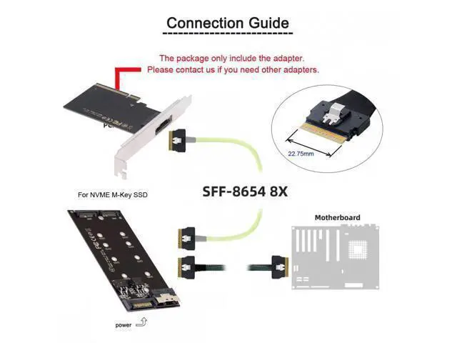 Alt view image 6 of 7 - External Slimline SFF-8654 8X 74Pin to PCIE Express 3.0 PCIE4.0 Raid Card VROC Raid0 Hyper Adapter SA-016-1X