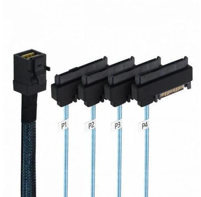 Alt view image 3 of 7 - Internal Mini SAS SFF-8643 Host to 4 SAS 29Pin SFF-8482 Target Disk 6Gbps Data Server Raid Cable