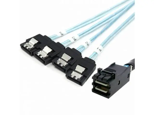 Alt view image 6 of 7 - Internal Mini SAS HD SFF-8643 Host to 4 SATA 7pin Target Hard Disk 6Gbps Data Server Raid Cable