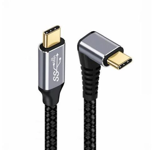 Main image of 90 Degree Up Down Angled Type-C USB-C Male to Male USB3.1 10Gbps 100W Data Cable for Laptop Phone