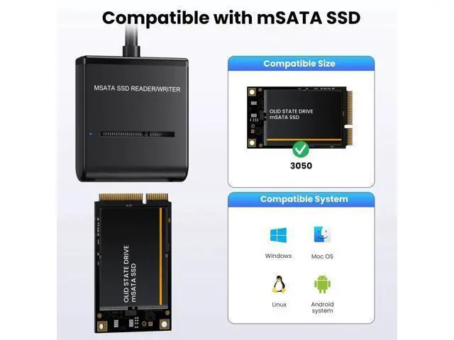 Alt view image 3 of 7 - USB 3.0 Type-C USB-C Type-A Dual Connector to MSATA SSD Docking External Cable Enclosure 5Gbps