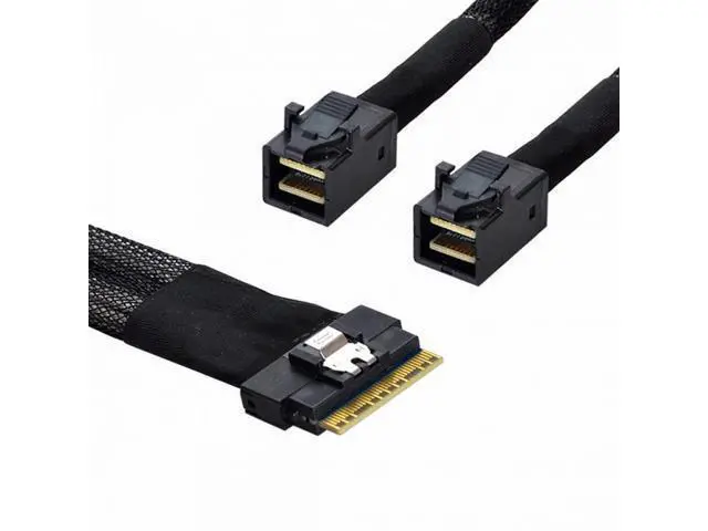 Alt view image 2 of 7 - PCI-E Ultraport Slimline SAS Slim 4.0 SFF-8654 8i 74pin to Dual SFF-8643 4i Mini SAS HD Cable PCI-Express SF-010