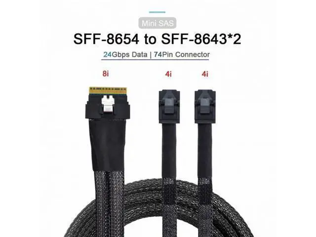 Alt view image 3 of 7 - PCI-E Ultraport Slimline SAS Slim 4.0 SFF-8654 8i 74pin to Dual SFF-8643 4i Mini SAS HD Cable PCI-Express SF-010