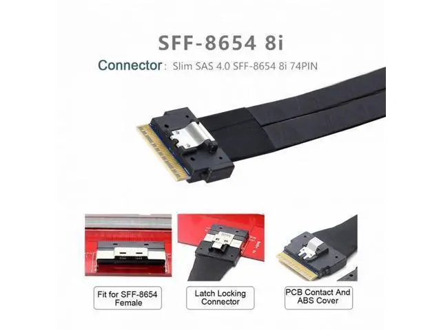 Alt view image 4 of 7 - PCI-E Ultraport Slimline SAS Slim 4.0 SFF-8654 8i 74pin to Dual SFF-8643 4i Mini SAS HD Cable PCI-Express SF-010